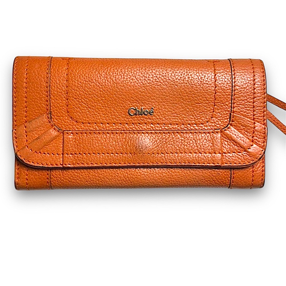 Chloe Logo Leather Long Bifold Wallet
